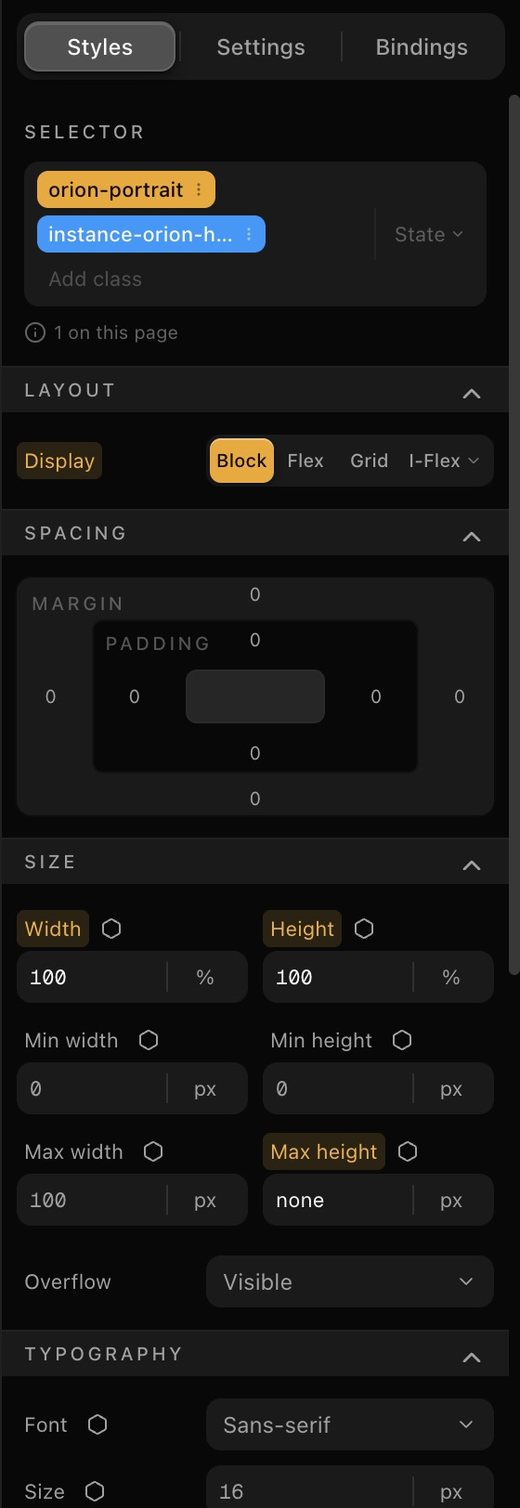 The style inspector: layout, spacing, size and typography controls